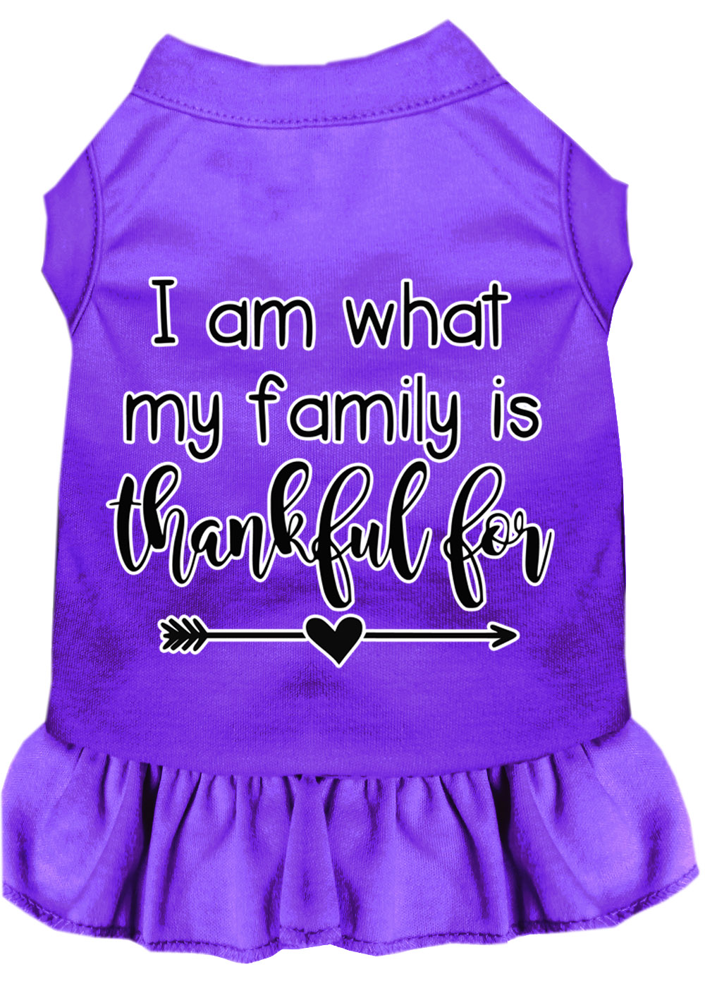 I Am What My Family is Thankful For Screen Print Dog Dress Purple XXXL